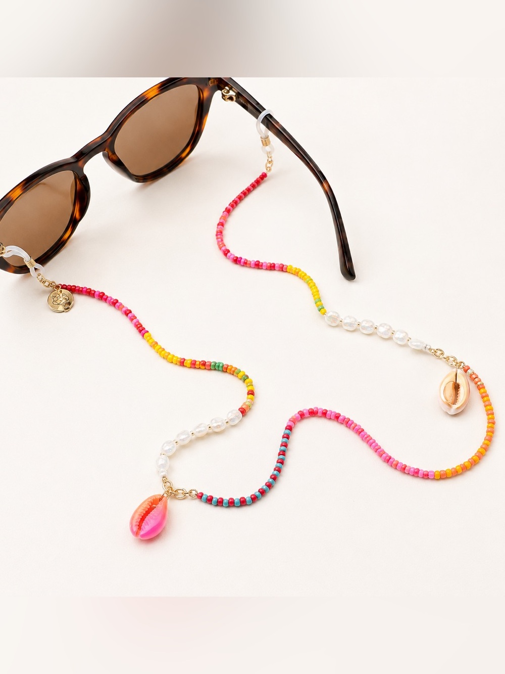 Betsey Johnson Glass Beaded Eyeglass Sunglasses Chain Cowrie Shell Charm
